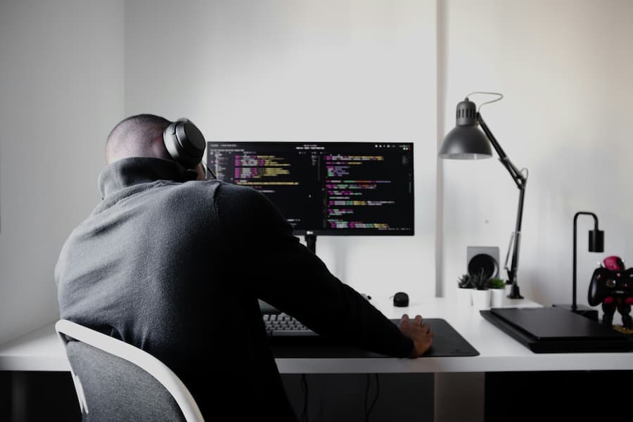 Man working on a computer